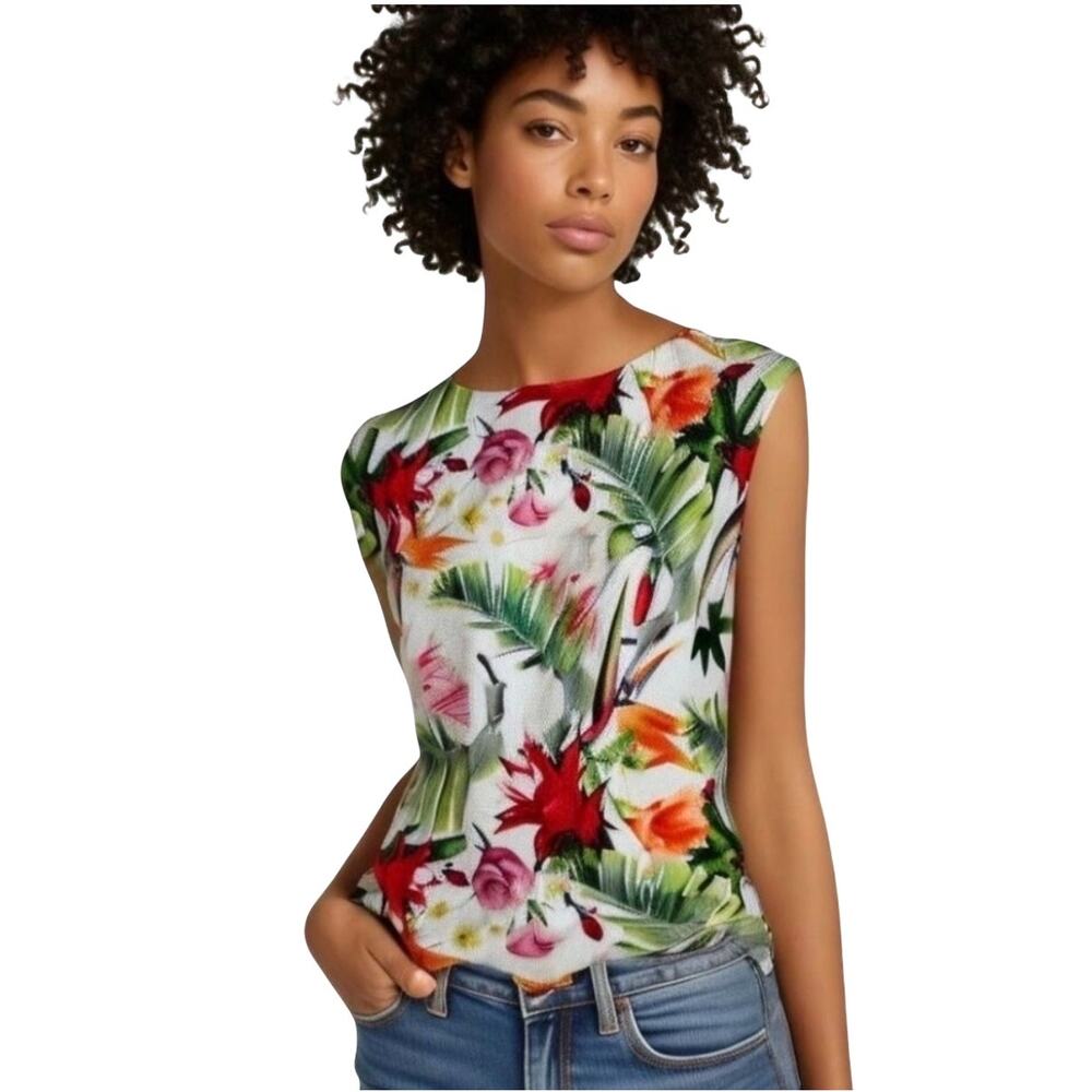 Luisa Ricci Women’s tropical print sleeveless sweater tank Size S